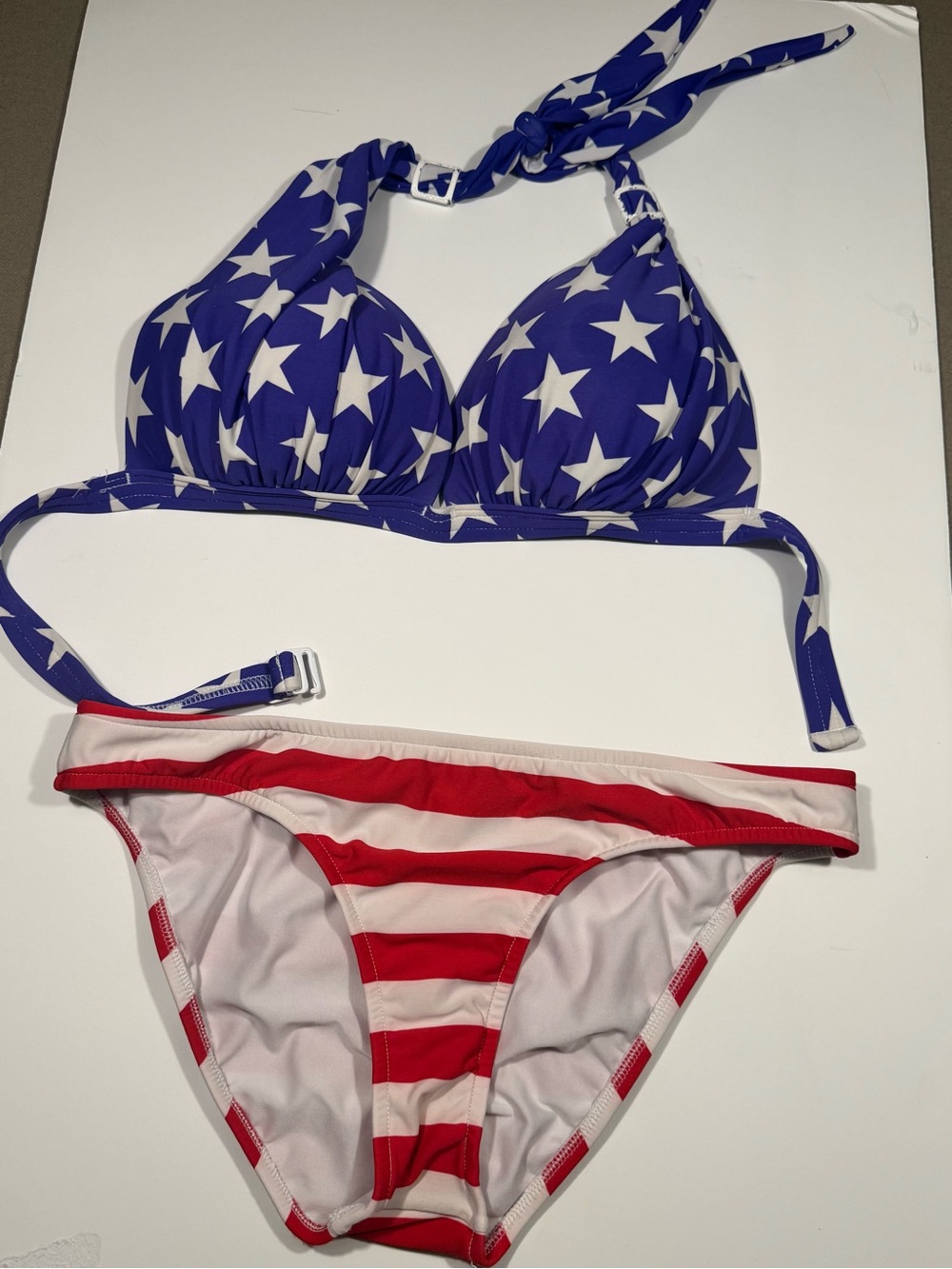 Star Halter Bikini/swimsuit with Red & White Striped Bottom size 10 Venus